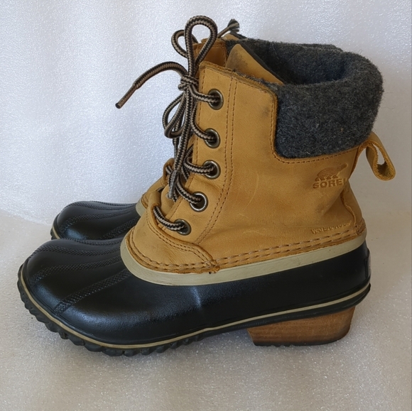 Sorel Slimpack II Women's Waterproof Duck Boots Brown Leather Mid Calf Size 7 - Picture 3 of 10